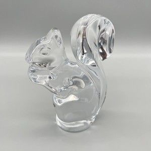 Daum Crystal Squirrel Sculpture Paperweight France Heavy Lead Crystal Clear EUC